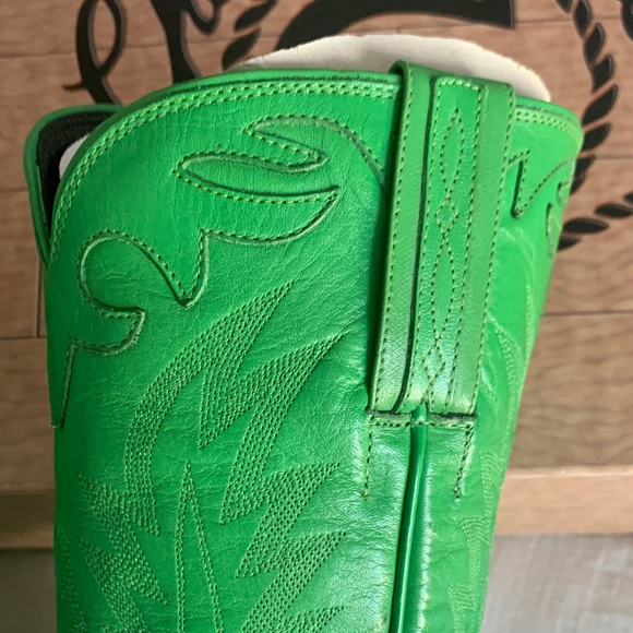 Vibrant Apple Green Charlie Horse Leather Heeled Boots - Picture 10 of 12